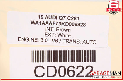 17-19 Audi Q7 Front Left Lower Bottom Seat Cushion OEM