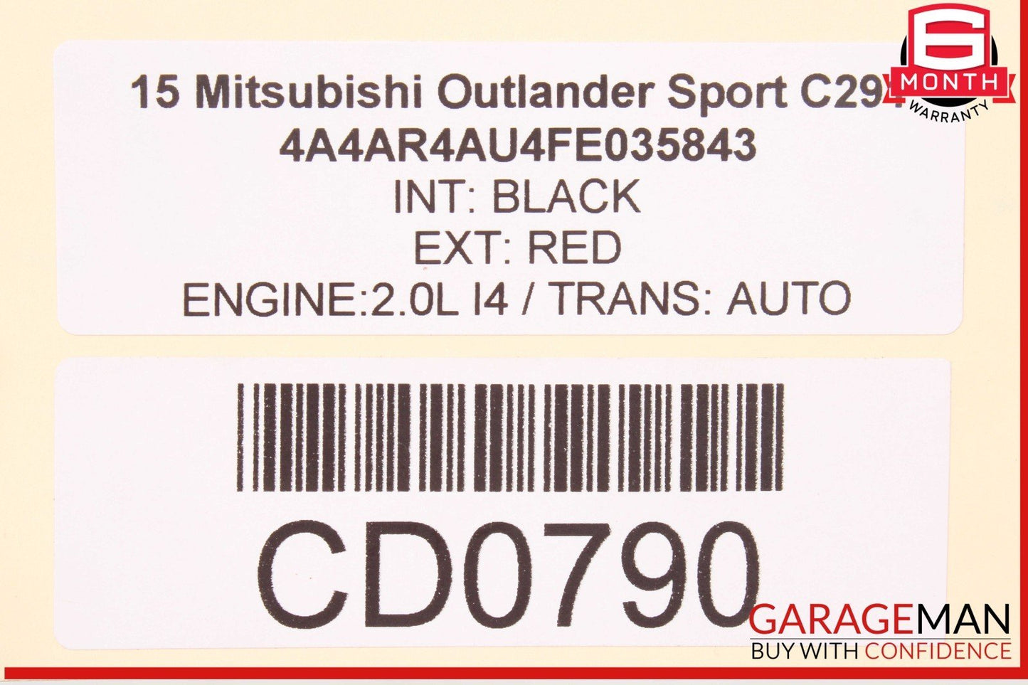11-24 Mitsubishi Outlander Sport Rear Right Passenger Side Door Shell Panel OEM