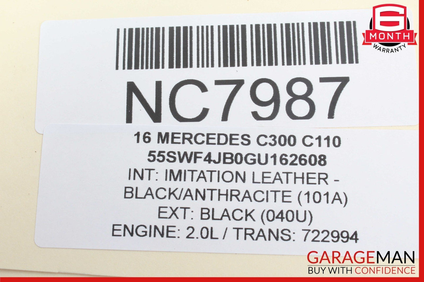 15-18 Mercedes W205 C300 GLC300 Steering Wheel Black w/ Paddle Shifters Assy OEM