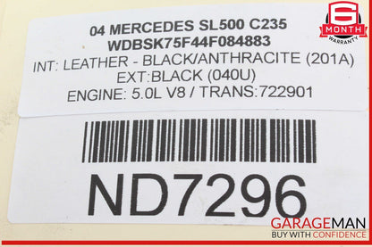 03-12 Mercedes R230 SL500 SL550 Rear Left Quarter Window Regulator Motor OEM