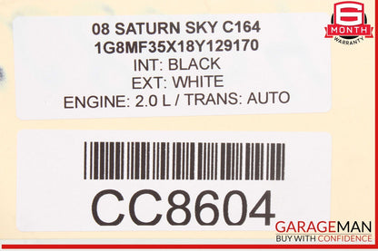 07-10 Saturn Sky Front Left Driver Side Door Shell Panel White OEM