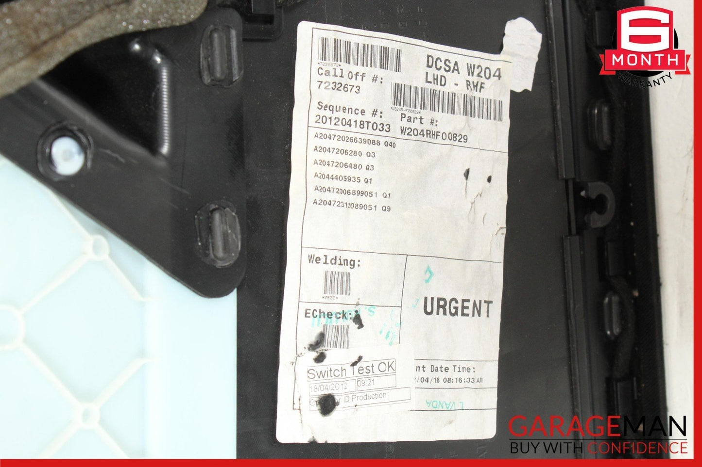 08-14 Mercedes W204 C300 Front Right Passenger Side Interior Door Panel OEM