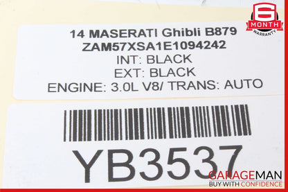 14-17 Maserati Ghibli Front Right Side Mirror Door Rear View Black OEM