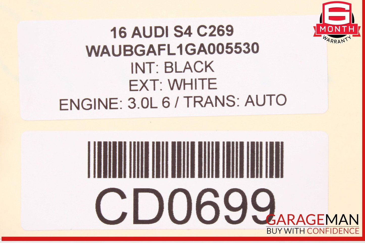12-16 Audi S4 A4 Trunk Lid Shell White OEM
