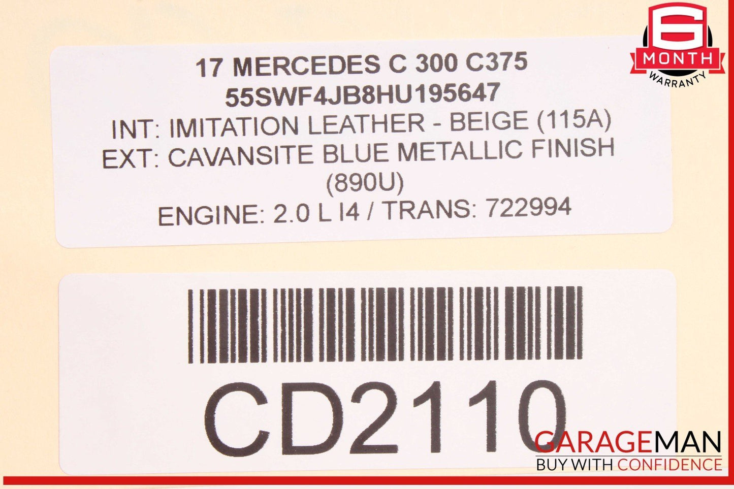 15-21 Mercedes W205 C300 C350e C400 Front Right Side Interior Door Panel OEM