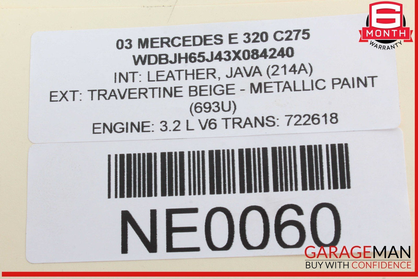 96-02 Mercedes W210 E320 Front Left Driver Side Window Regulator OEM