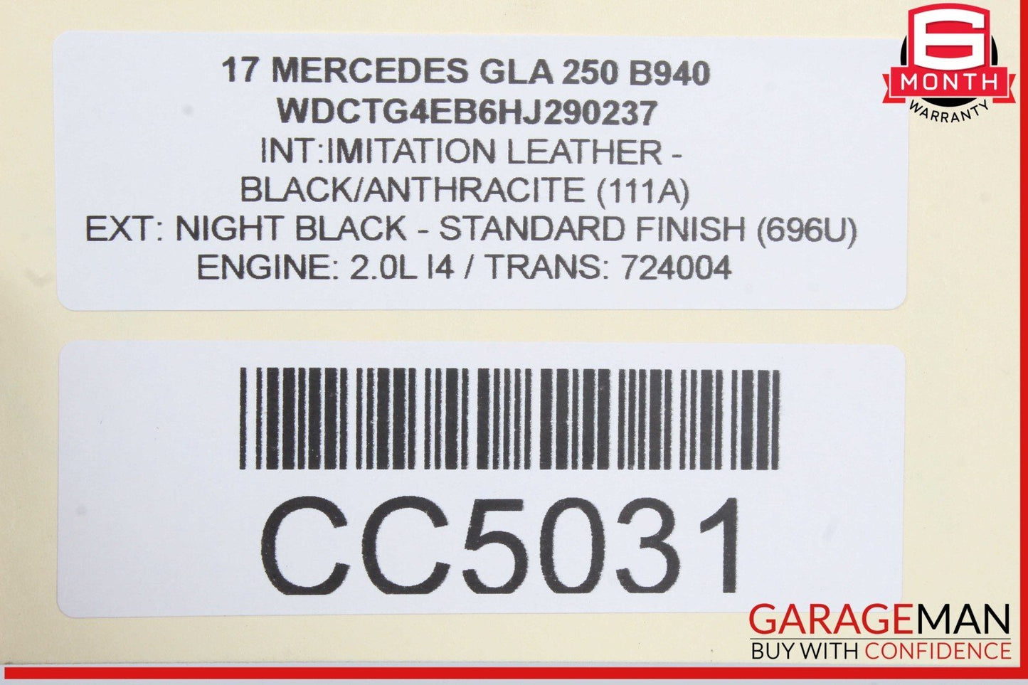 15-20 Mercedes X156 GLA250 GLA45 AMG Rear Left Driver Side Door Shell Panel OEM