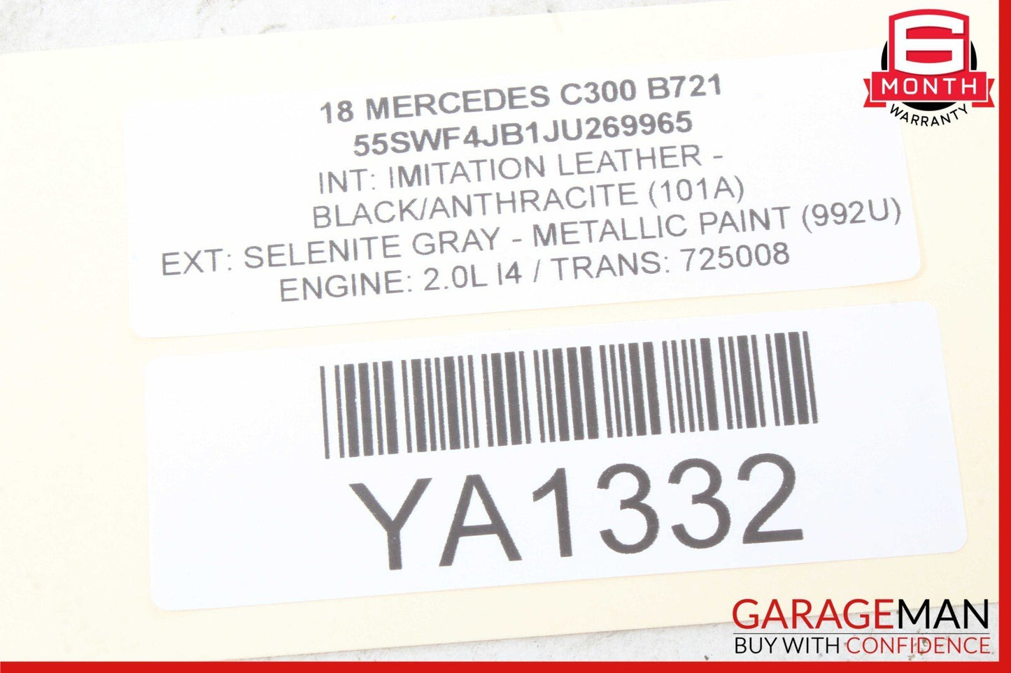 15-20 Mercedes W205 C300 C350 Rear Center Console A/C Air Vent Assy Black