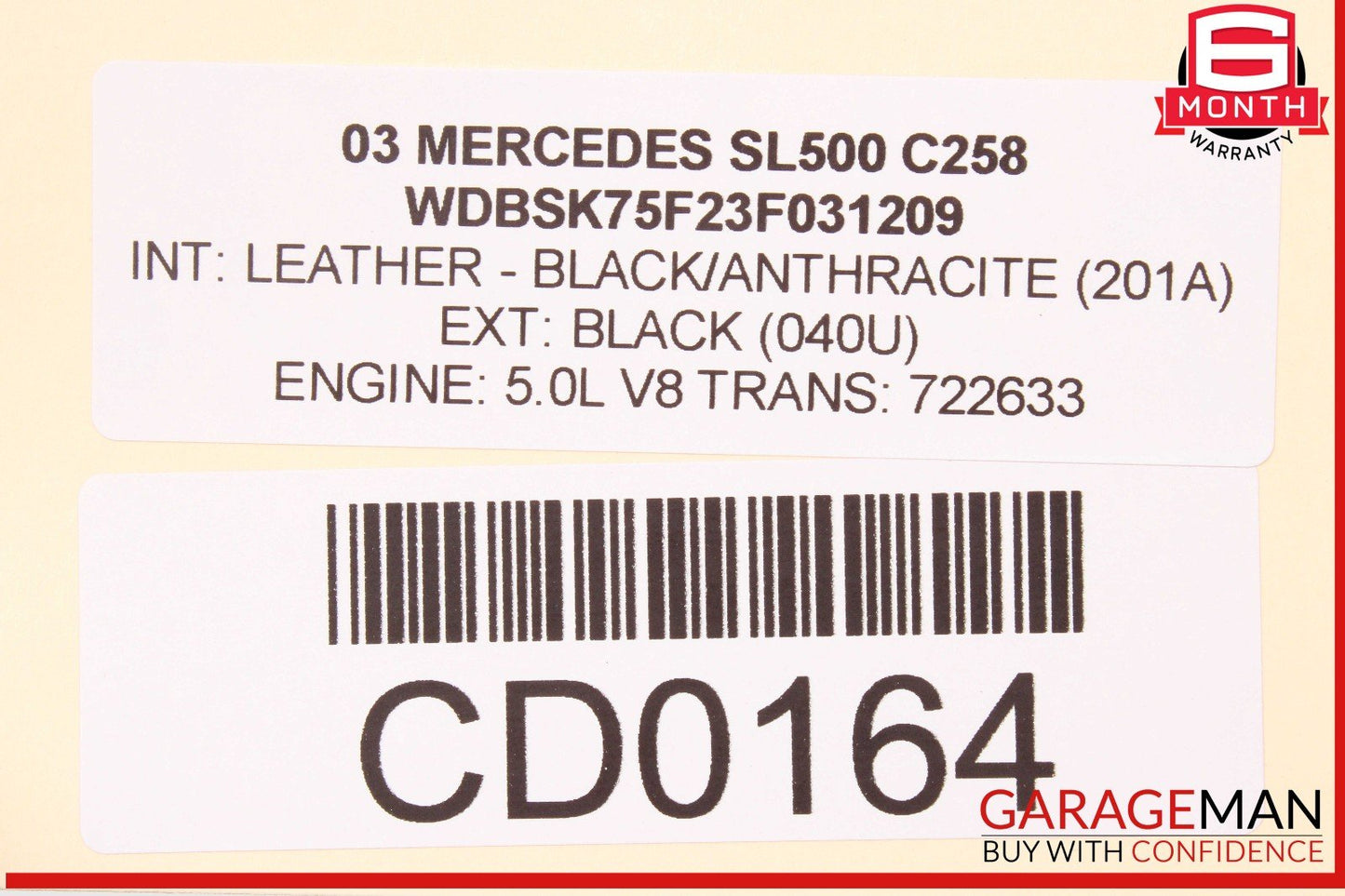 03-06 Mercedes R230 SL500 SL55 Right Side Interior Door Panel OEM