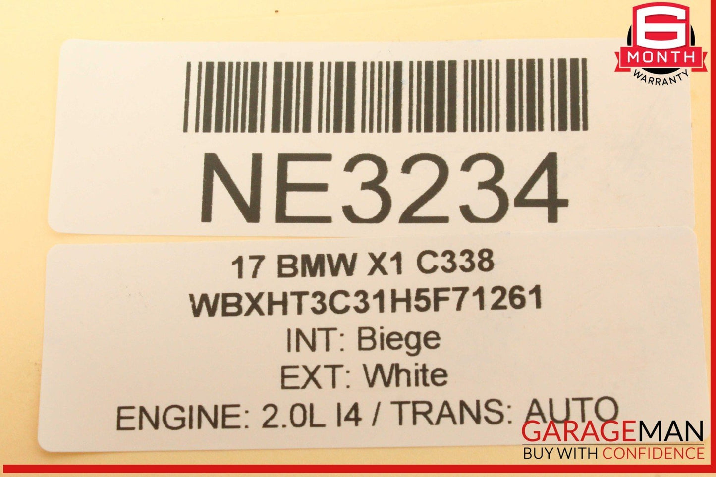 16-22 BMW X1 F48 Rear Right Passenger Side Window Regulator w/ Motor 7349512 OEM