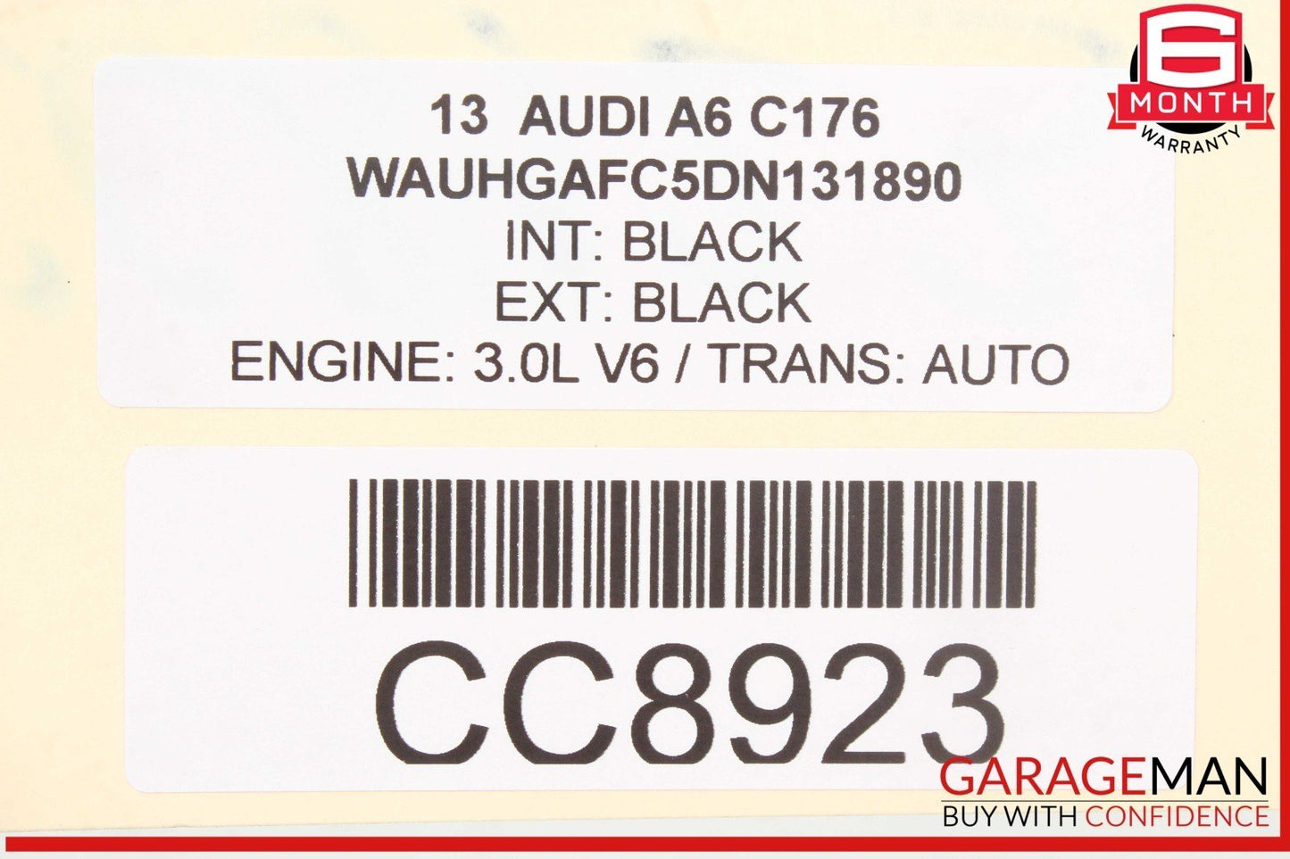12-18 Audi A6 Rear Trunk Lid Deck Shell Panel Black OEM