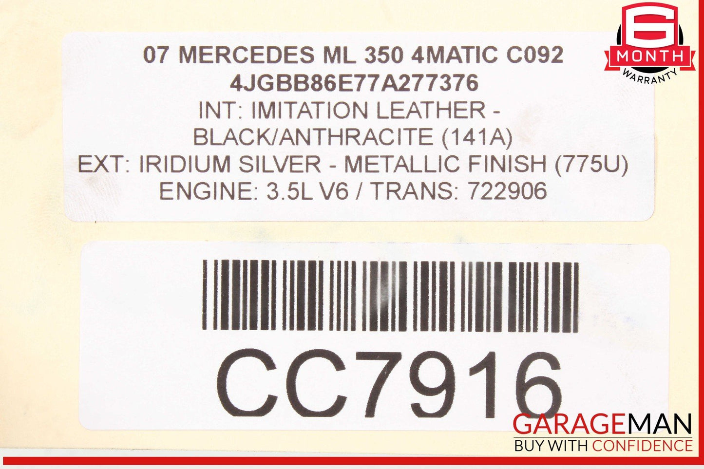 Mercedes W164 ML350 4Matic 7G Automatic Transmission 722.906 OEM