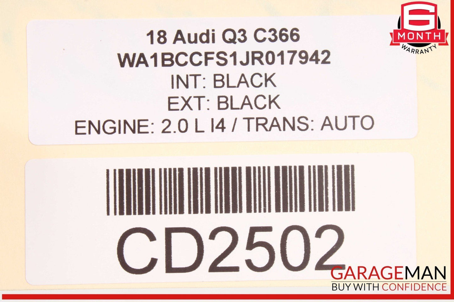 15-18 Audi Q3 Front Left Driver Side Lower Seat Cushion Black OEM