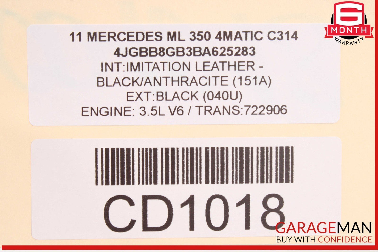09-13 Mercedes W164 ML350 R350 Front Right Side Bottom Lower Seat Cushion OEM