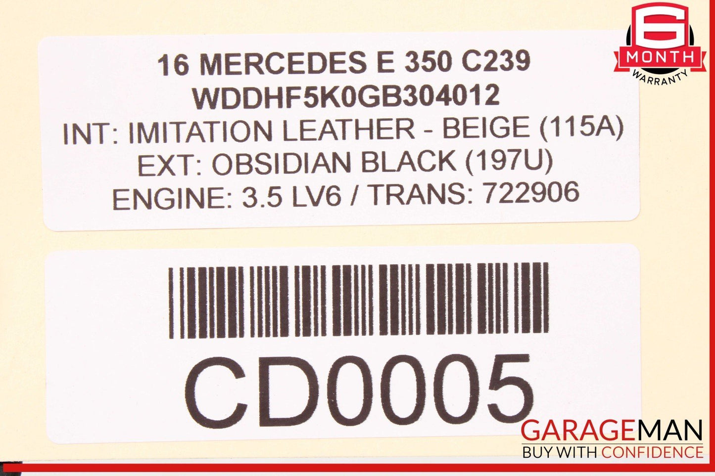 10-16 Mercedes W212 E350 E400 Sedan Rear Trunk Lid Deck Shell Panel Black OEM