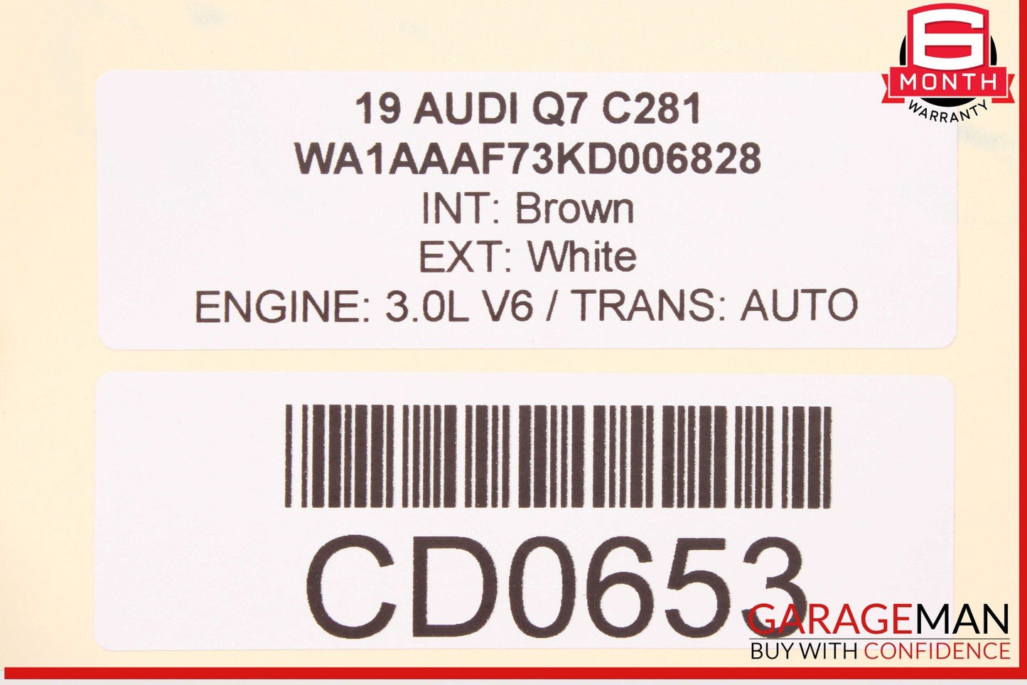 17-19 Audi Q7 Front Right Passenger Side Door Shell White OEM