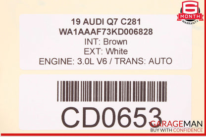17-19 Audi Q7 Front Right Passenger Side Door Shell White OEM