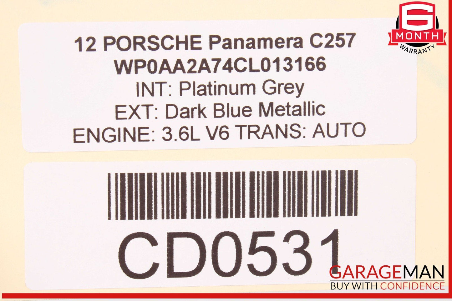 10-16 Porsche Panamera 970 Front Right Exterior Door Shell Frame OEM