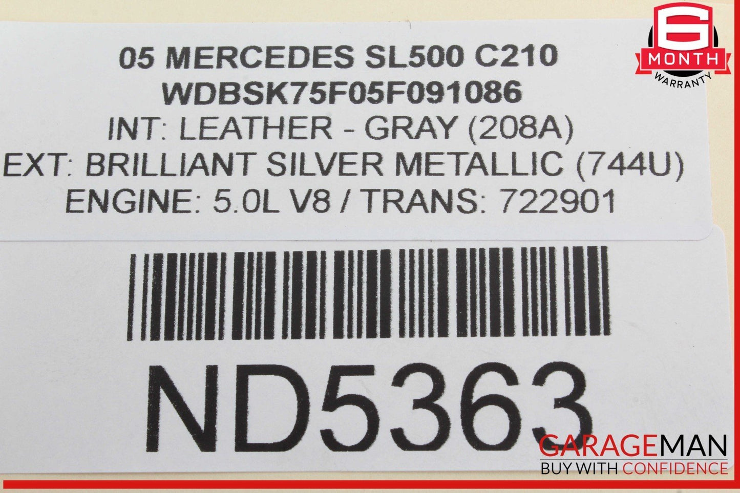 03-12 Mercedes R230 SL500 SL550 Convertible Left Lock Pawl Cylinder OEM