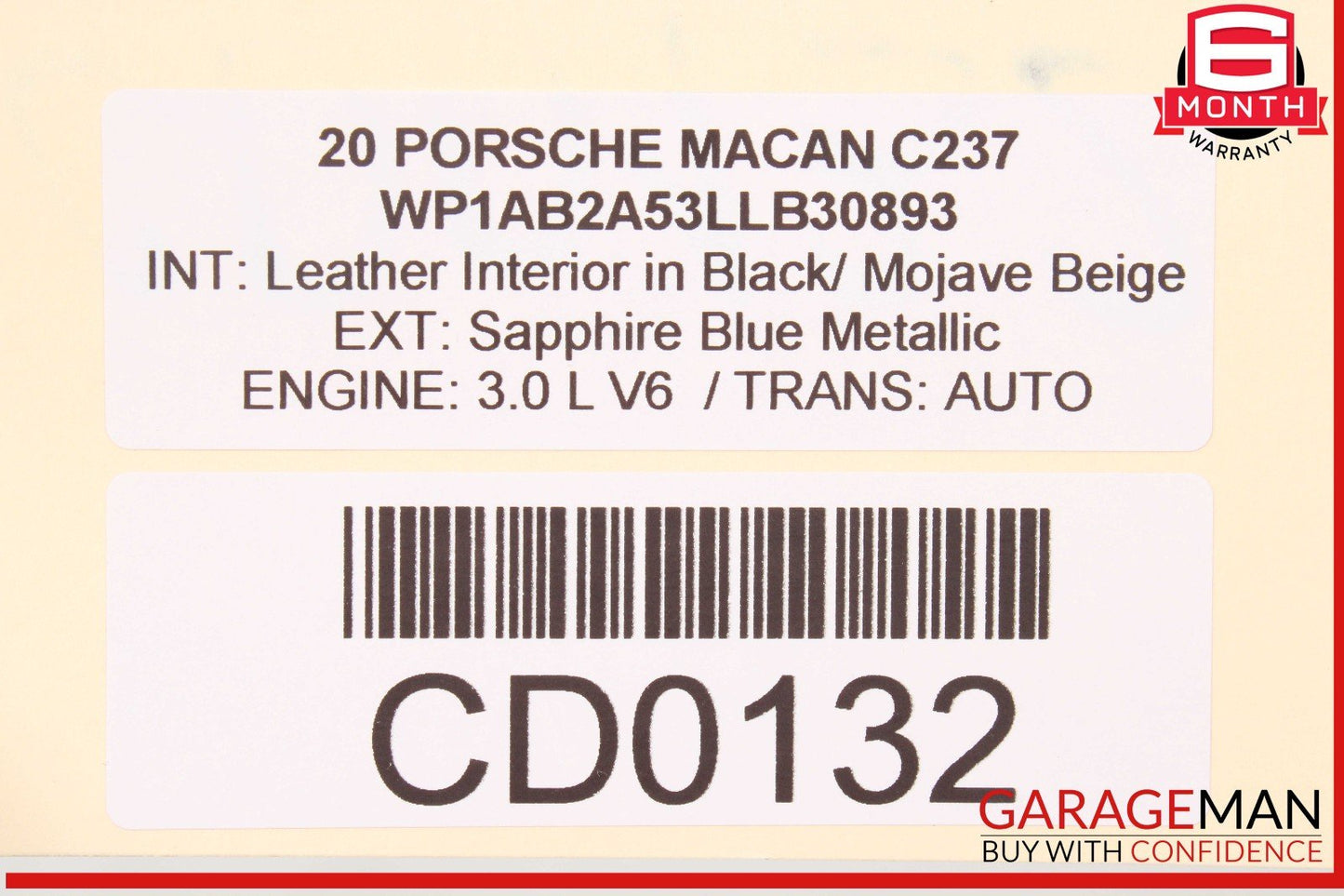 15-24 Porsche Macan 95B Front Right Lower Bottom Seat Cushion OEM