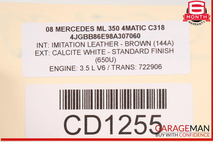 06-10 Mercedes W164 ML550 R350 Front Right Side Lower Bottom Seat Cushion OEM