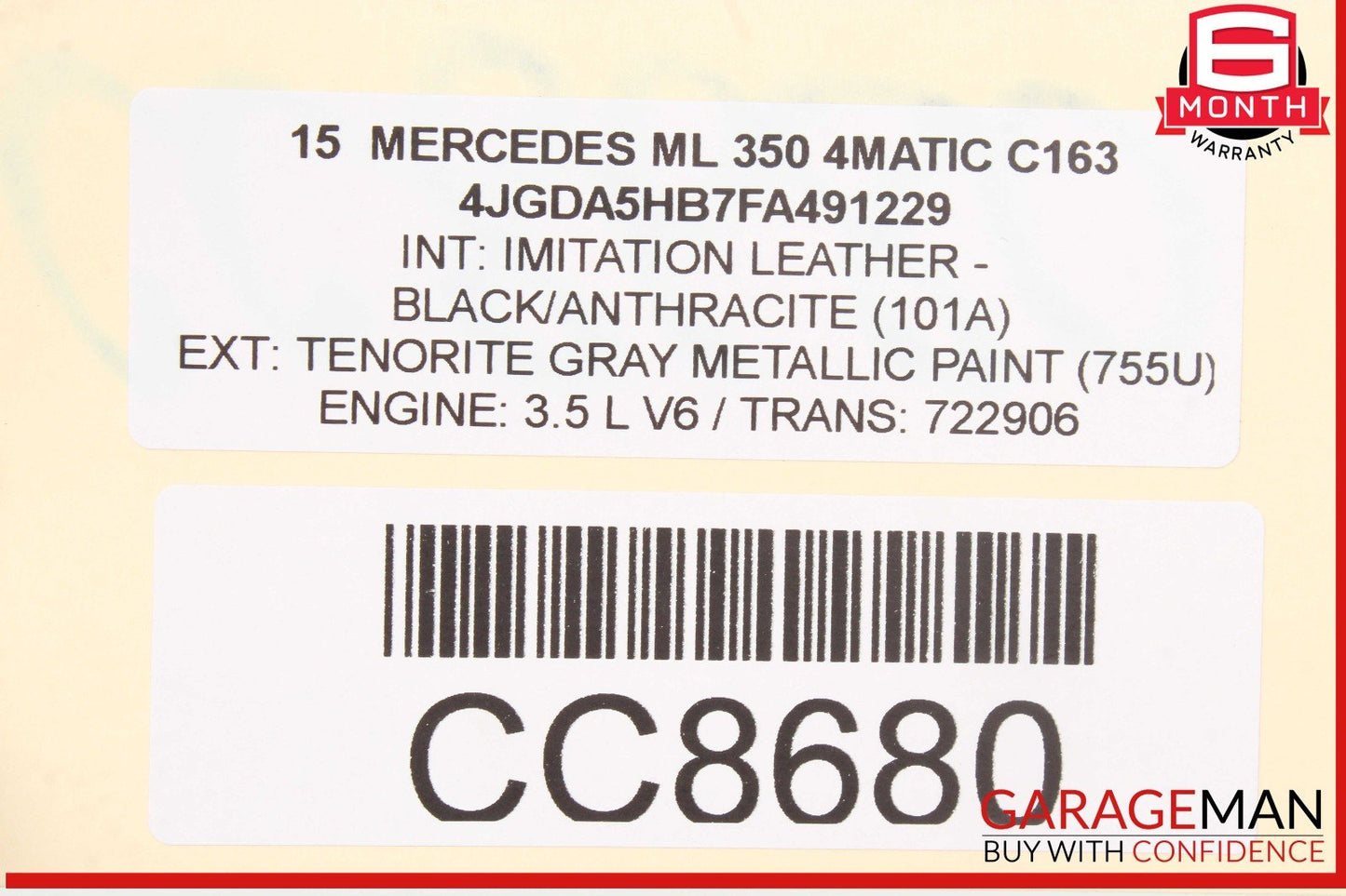 12-15 Mercedes W166 ML350 Front Left Driver Side Lower Seat Cushion OEM
