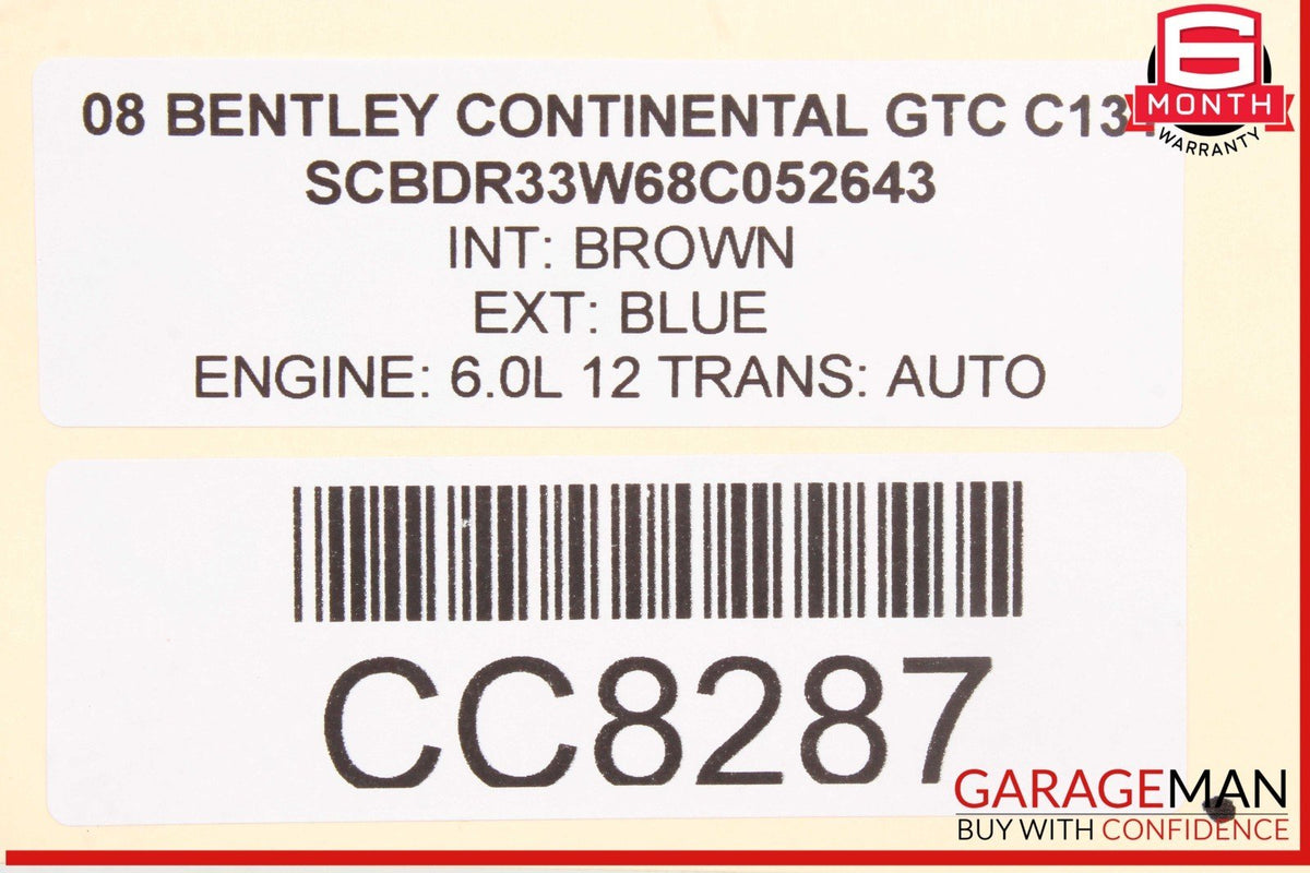 03-13 Bentley Continental GTC Flying Spur 6.0L W12 Engine Motor Assey OEM 21k