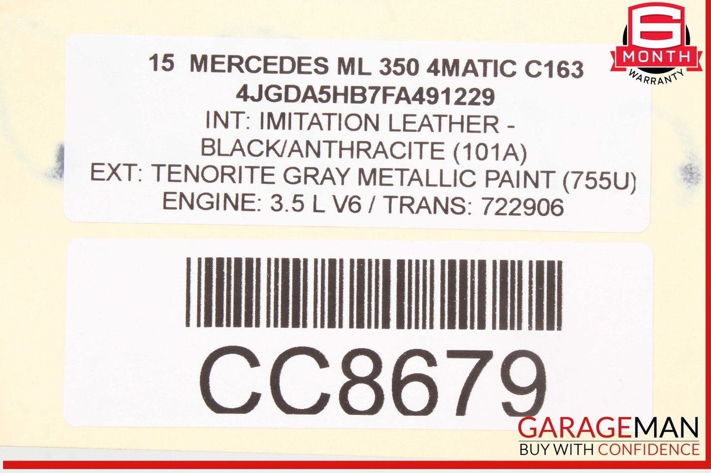12-15 Mercedes W166 ML550 ML350 Front Right Passenger Lower Seat Cushion OEM