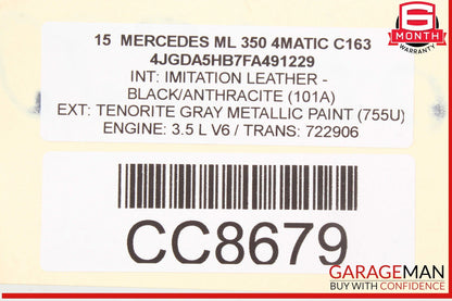 12-15 Mercedes W166 ML550 ML350 Front Right Passenger Lower Seat Cushion OEM