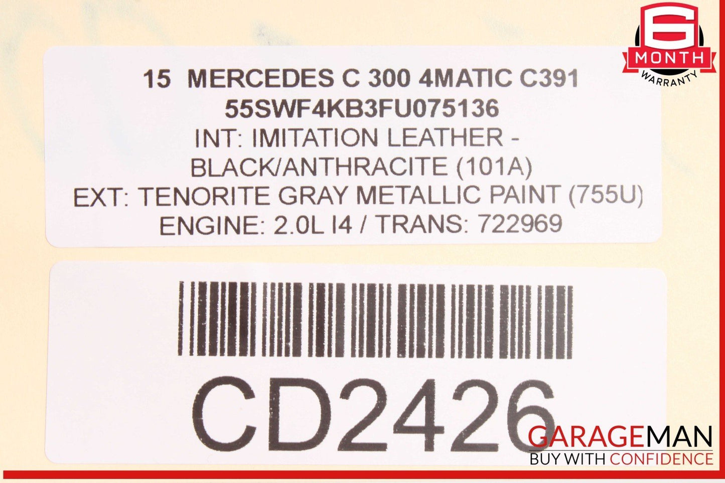 15-21 Mercedes W205 C300 4Matic Front Sub Frame Subframe Engine Crossmember OEM