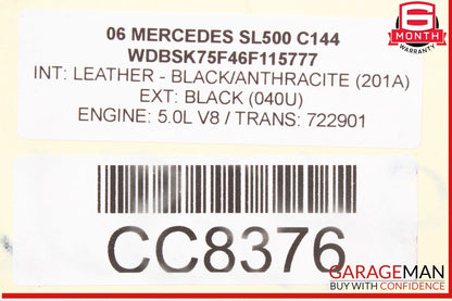 03-12 Mercedes R230 SL500 SL55 AMG Pano Panoramic Roof Top Glass OEM