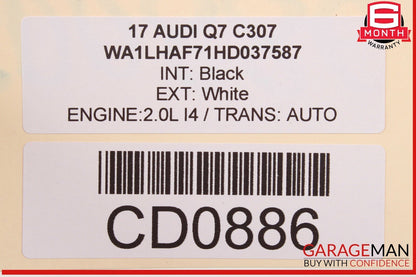 17-19 Audi Q7 Front Right Passenger Side Door Shell White OEM