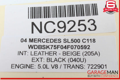 03-12 Mercedes R230 SL500 SL550 Window Quarter Glass Rear Left Plate Panel OEM