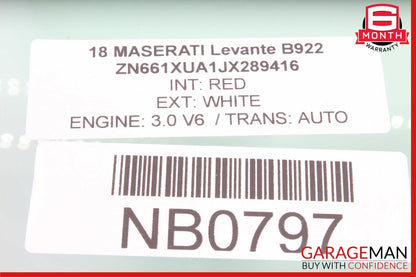 17-24 Maserati Levante M161 Front Right Passenger Side Door Window Glass OEM