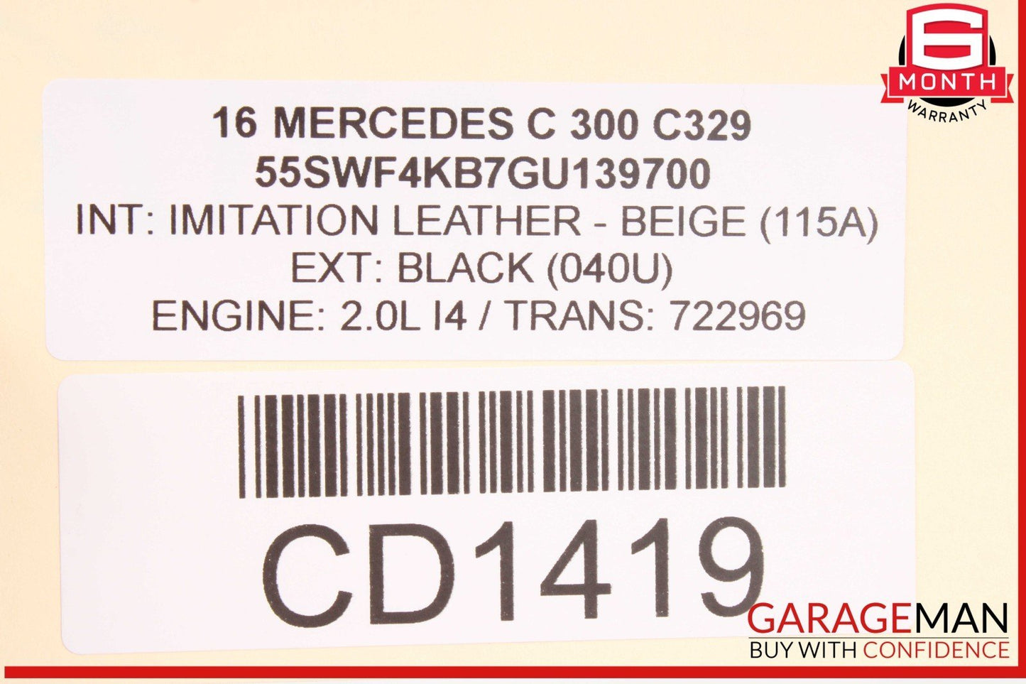 15-18 Mercedes W205 C300 Sedan Base Rear Bumper Cover Assembly OEM
