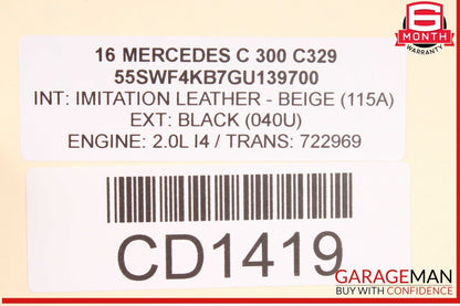 15-18 Mercedes W205 C300 Sedan Base Rear Bumper Cover Assembly OEM