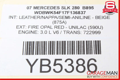 05-11 Mercedes R171 SLK280 Front Right / Left Side Seat Headrest Head Rest Black