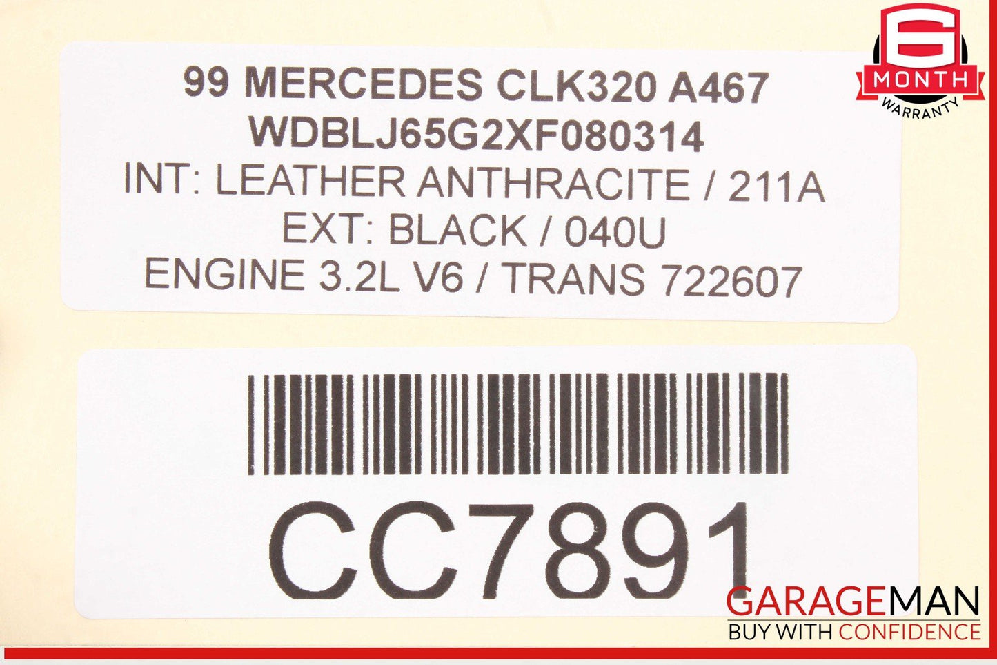 98-02 Mercedes W208 CLK320 E320 3.2L V6 Engine Motor Block Assembly 99k