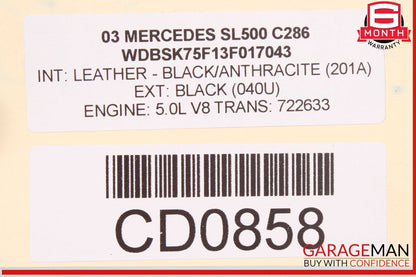 03-06 Mercedes R230 SL500 RWD Engine Motor Block Assembly OEM 133k