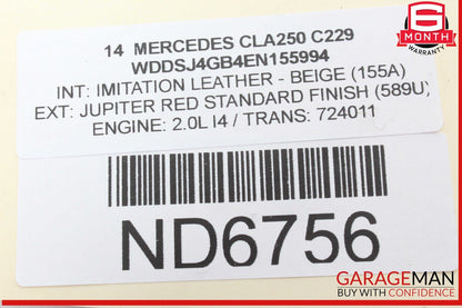 14-18 Mercedes W117 CLA250 Rear Left Driver Side Door Window Regulator OEM