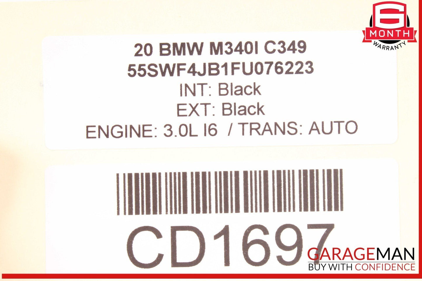 19-24 BMW M340i 330i G20 Rear Top Upper Back Seat Cushion Cover Black OEM