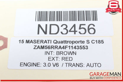 14-22 Maserati Quattroporte S Rear Trunk Lid Moulding Plate w/ Lights OEM