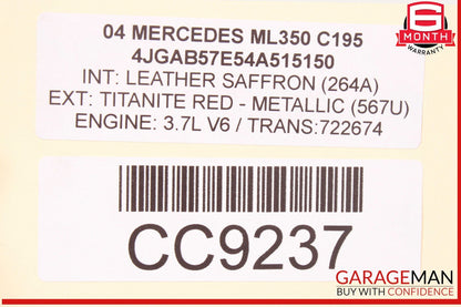 03-05 Mercedes W163 ML350 Engine Motor Block Assembly 3.7L V6 M112 OEM 177k