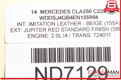 14-20 Mercedes W117 CLA250 Rear Bumper Reinforcement Impact Crash Bracket Rebar