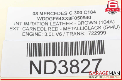 08-14 Mercedes W204 C300 C350 C280 Upper Radiator Core Support Bar Black OEM