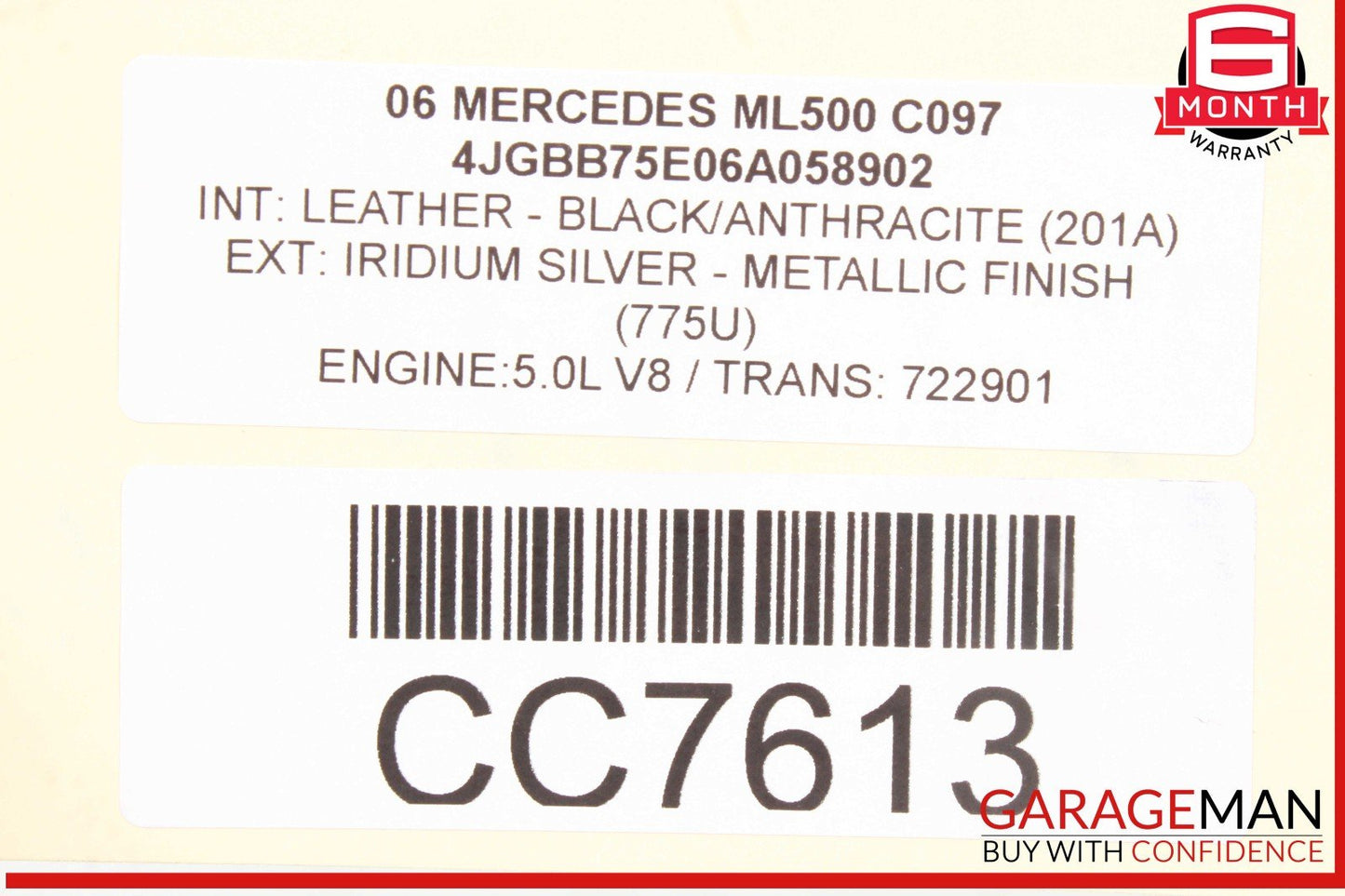 06-10 Mercedes W164 ML500 Front Right Passenger Bottom Lower Seat Cushion OEM