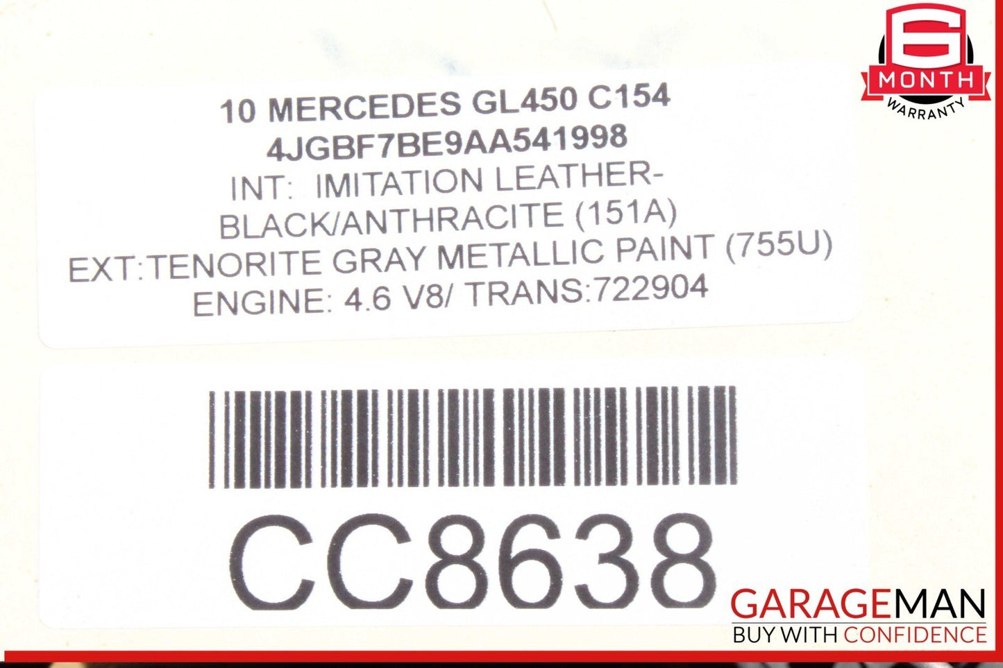 07-12 Mercedes X164 GL450 4.6L Engine Motor Block Assembly OEM 185k