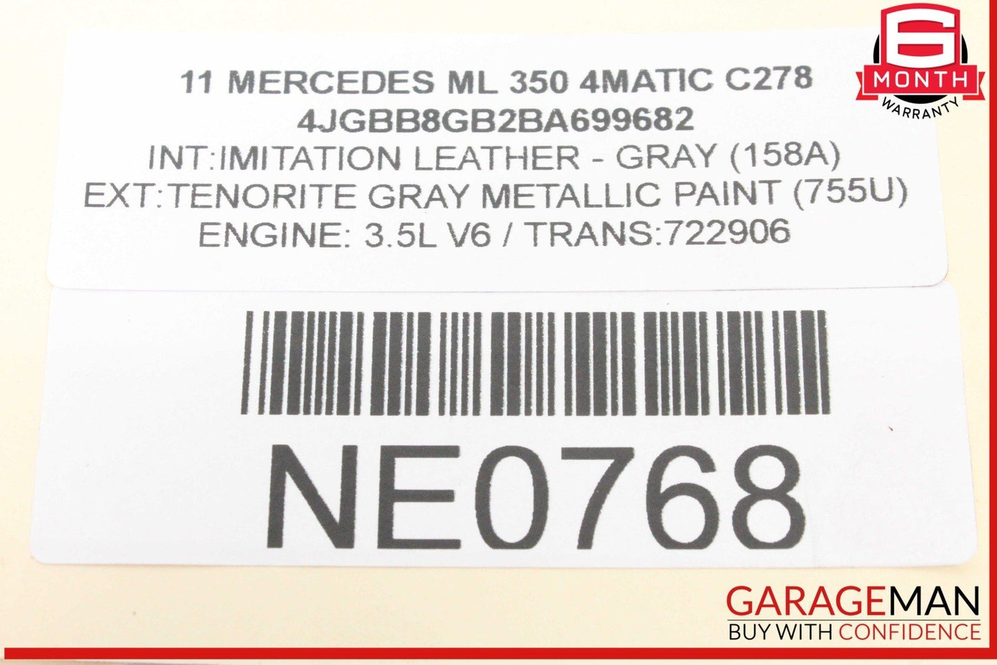 06-12 Mercedes W164 ML350 4MATIC ML550 Upper Radiator Core Tie Bar Support OEM