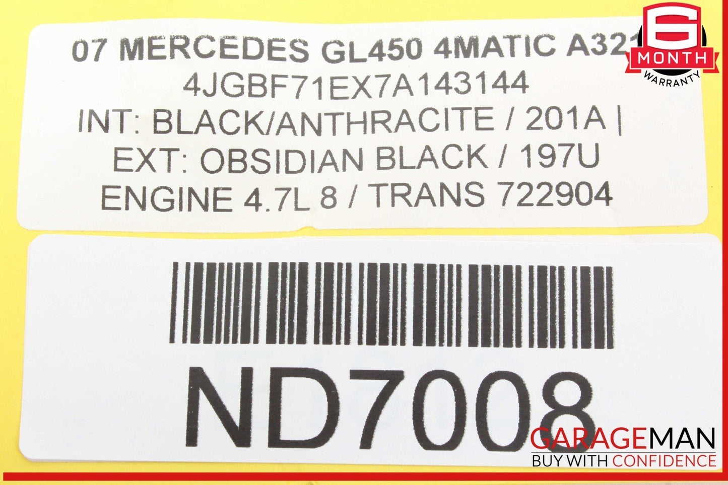 06-08 Mercedes X164 GL450 4MATIC Driver Side Steering Wheel Airbag Air Bag OEM
