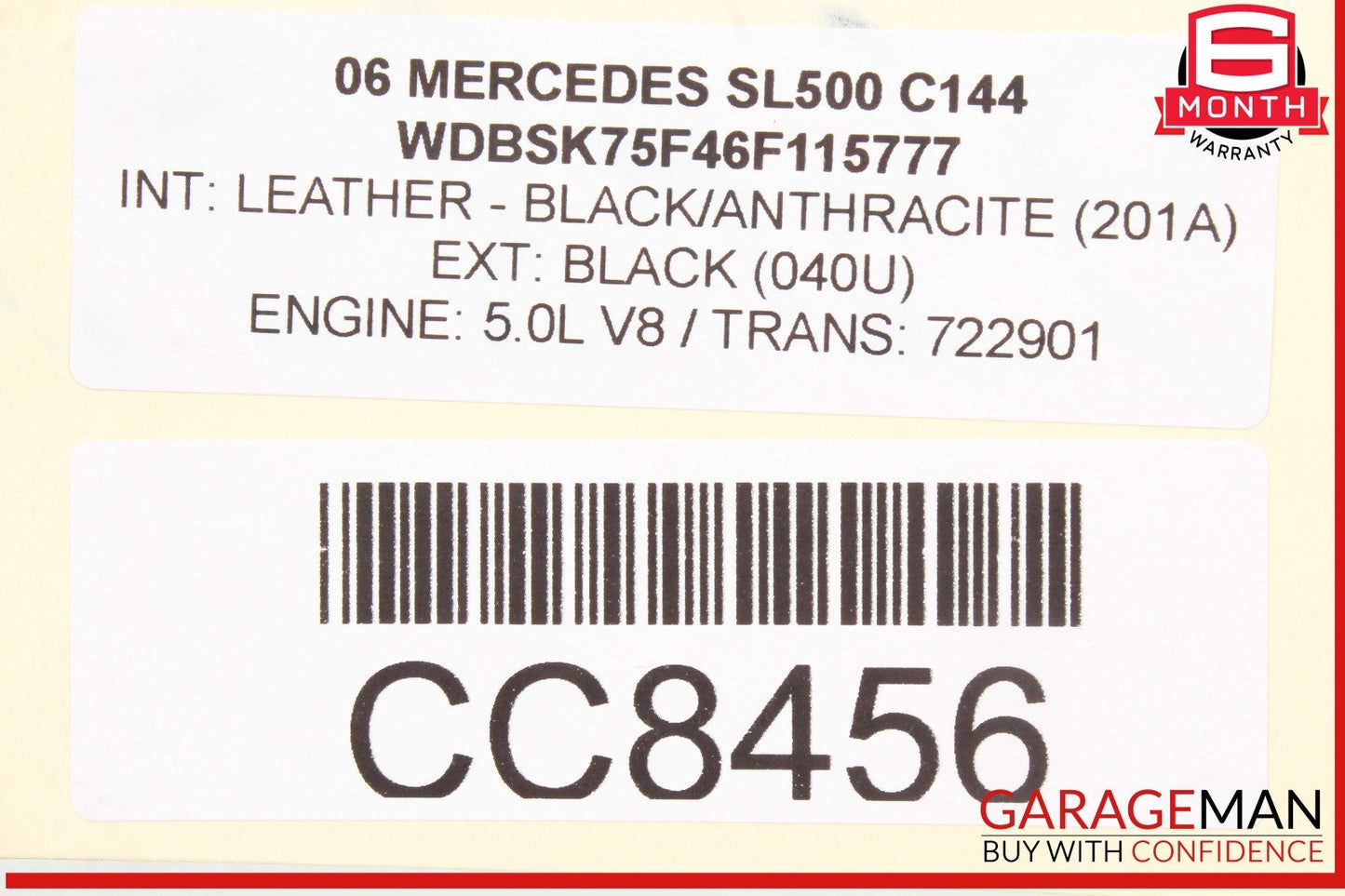 03-06 Mercedes R230 SL500 RWD Engine Motor Block Assembly OEM 180k